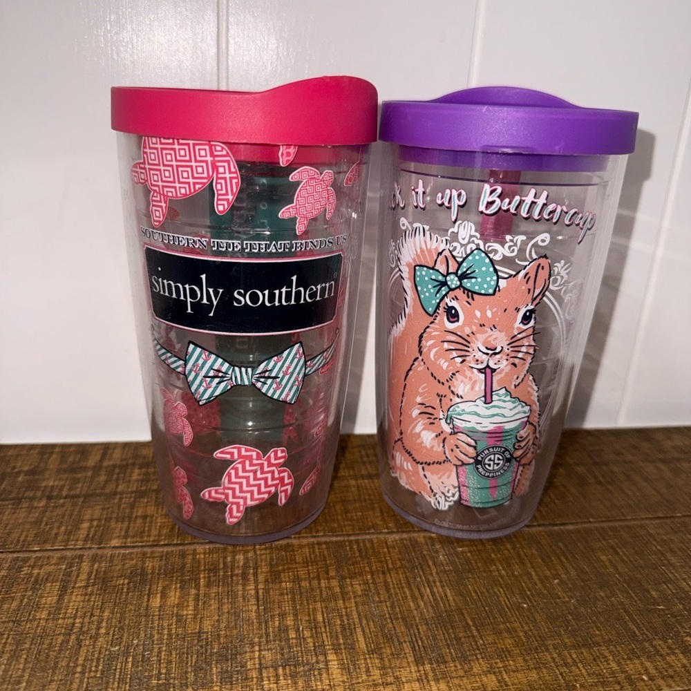 2 Simply Southern Kids or Adult Pink & Purple Tumbler Set